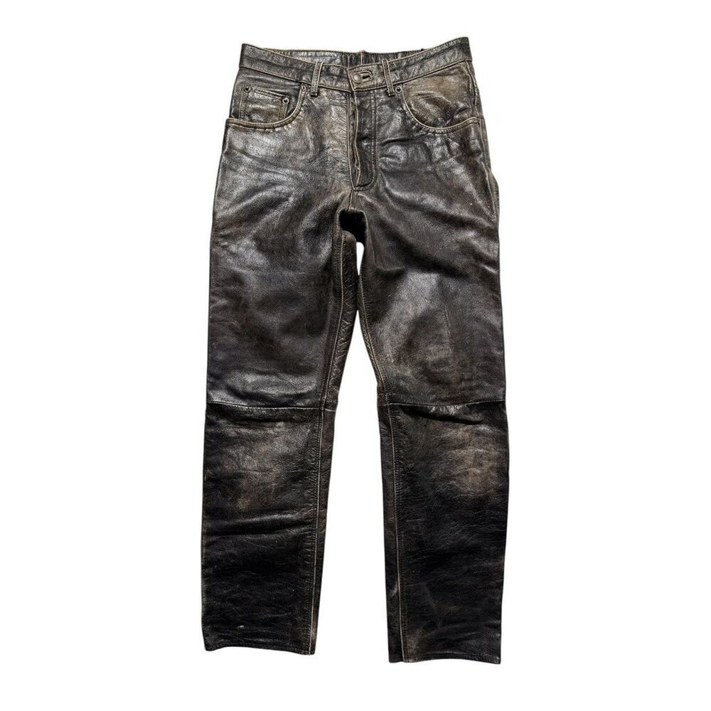 100% aged leather pant